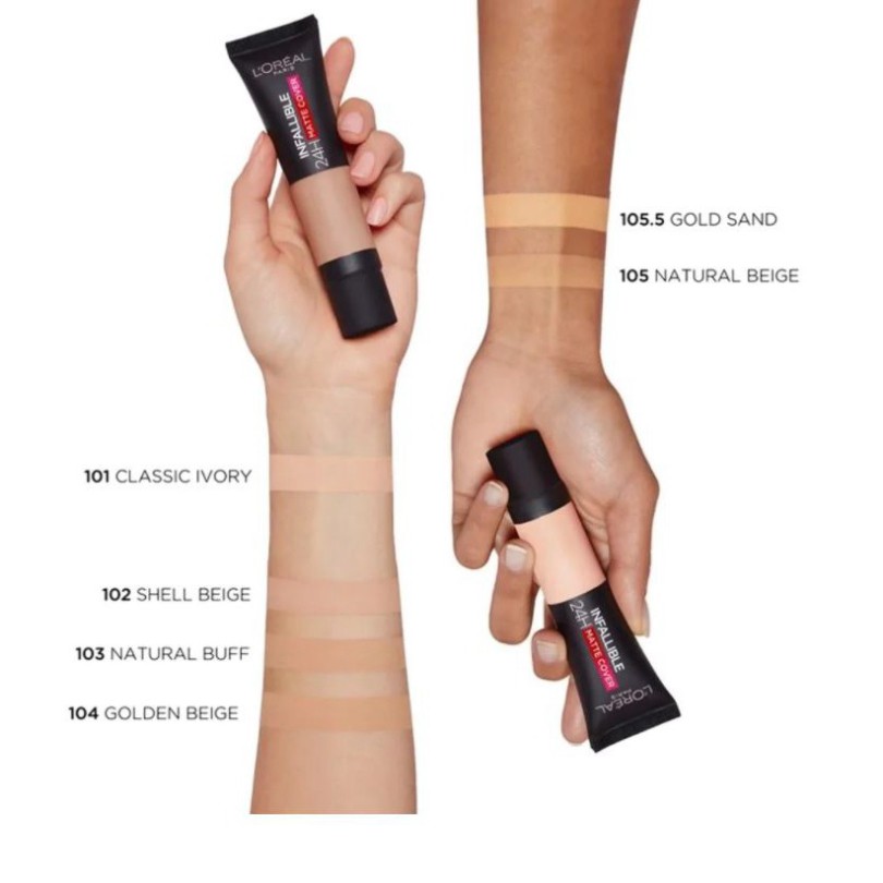 Kem Nền Kiềm Dầu, Lâu Trôi L'Oreal Infallible 24H Matte Cover Foundation SPF16 PA+++ 35ml