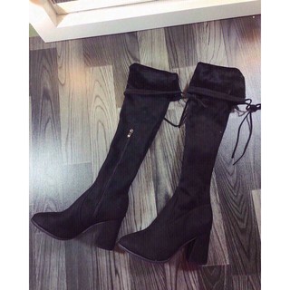 boot đùi khoá cạnh da lộn
