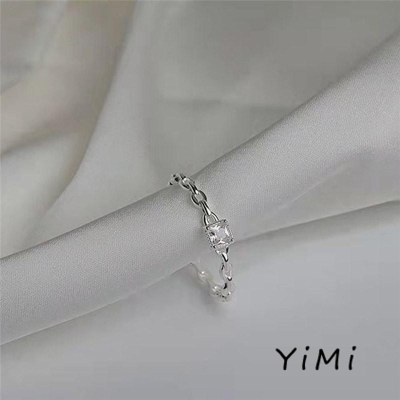 Nhẫn Đeo Tay Đính Kim Cương Hình Vuông Không Phai Màu Thiết Kế Điều Chỉnh Được Cho Học Sinh Nữ