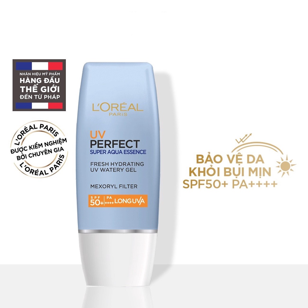 Kem Chống Nắng L'Oréal Paris Dưỡng Ẩm & Chống Nhờn Rít UV Perfect Super Aqua Essence SPF50+ PA++++ 30ml