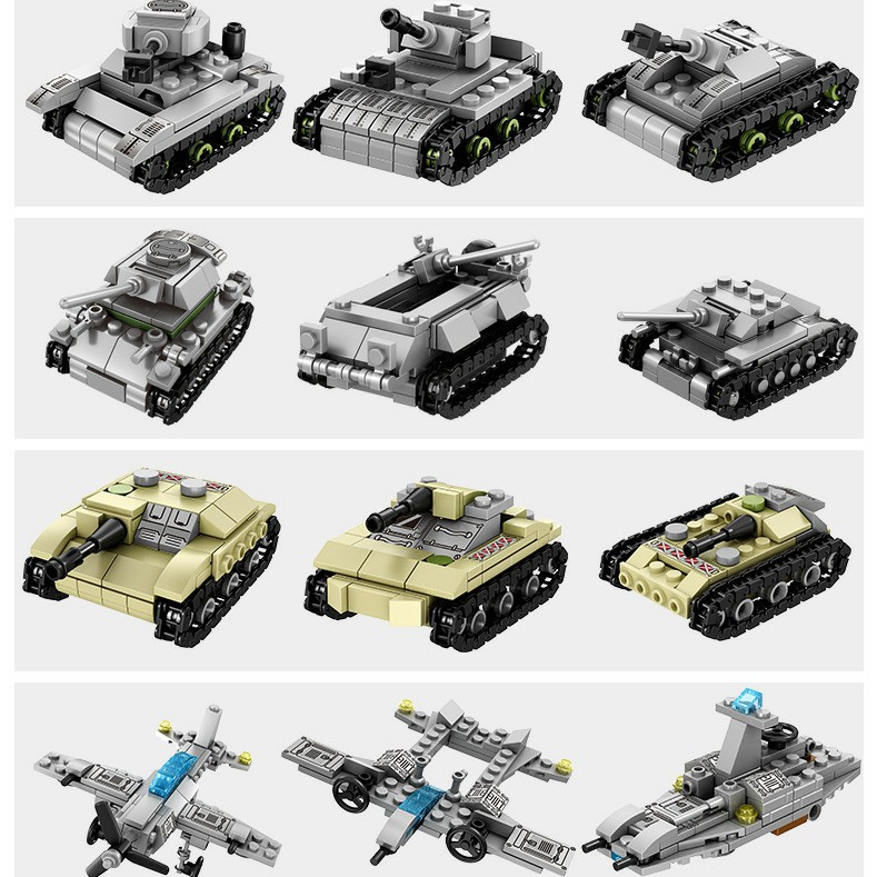 [1012 CHI TIẾT] Bộ Lego lắp ráp xếp hình xe tăng quân sự bằng nhựa an toàn, giúp bé phát triển tư duy
