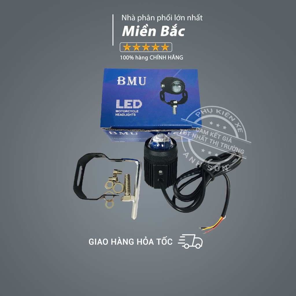 HOT-Đèn trợ sáng led bi cầu BMU pha trắng cos vàng phá sương chống nước dùng cho xe máy xe đạp điện BH 6th TẶNG CÔNG TẮC