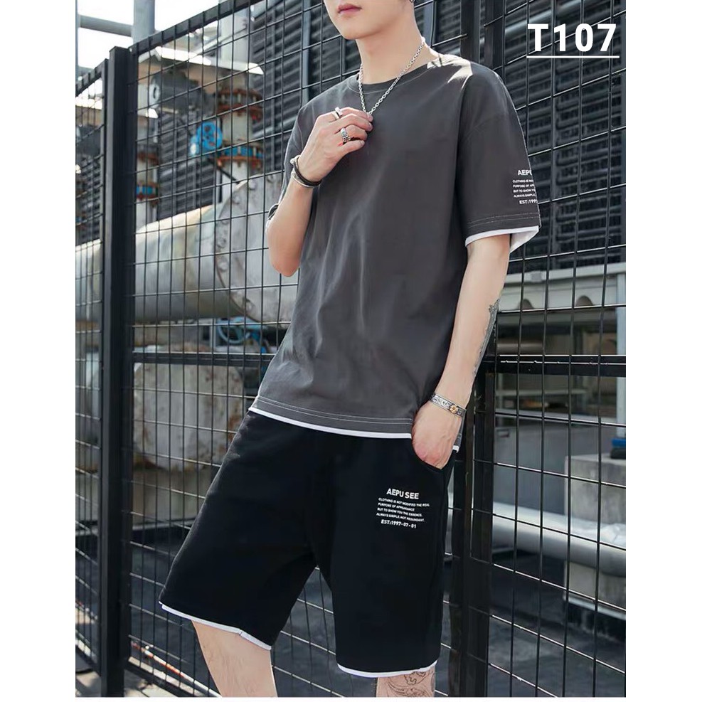 Áo thun và quần đùi, set đồ bộ nam, đồ bộ thể thao chất thun cotton, vải đẹp, hàng vnxk