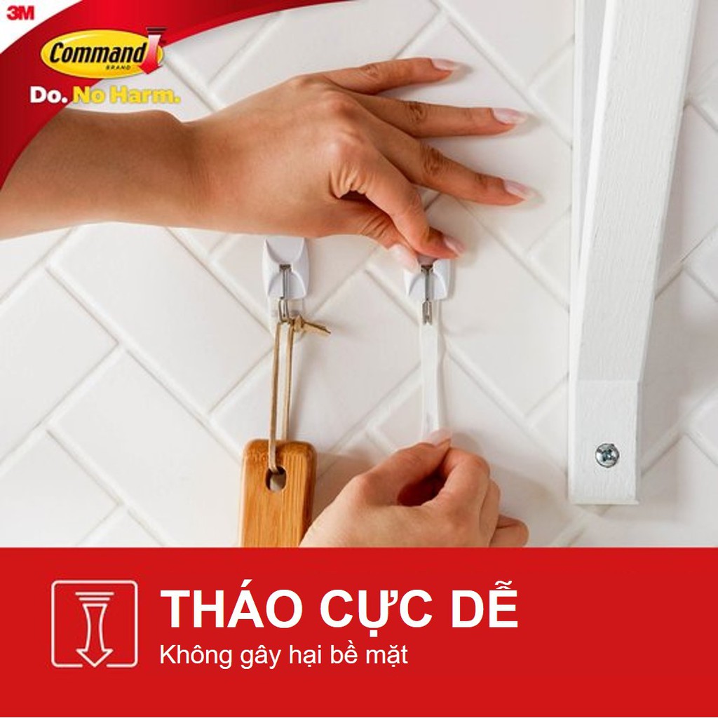 Móc dán tường đầu kim loại Command 3M vỉ 3 cái cỡ nhỏ chịu lực 225g 17067