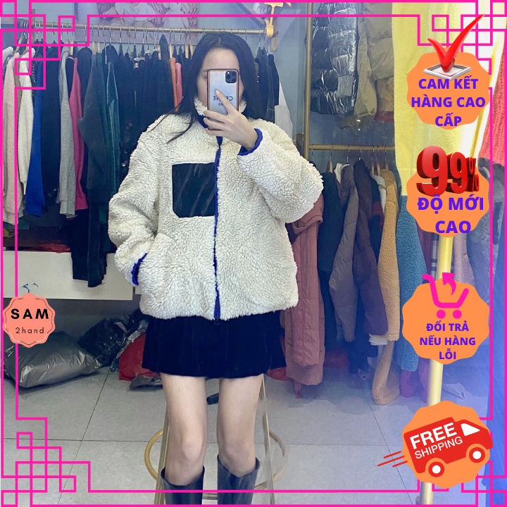 [2hand] áo lông cừu, áo khoác lông thỏ Hàn Quốc unisex [secondhand] new 99%