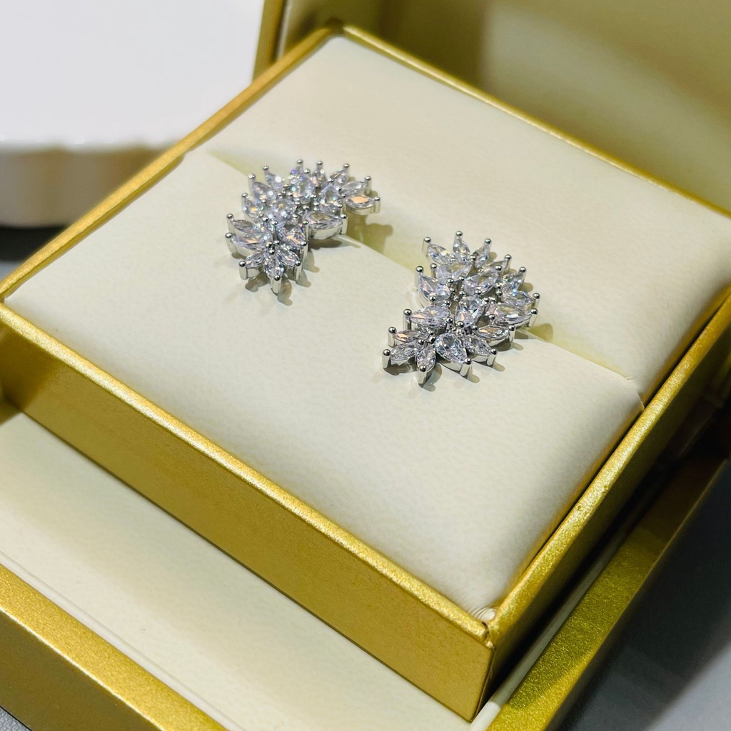 Bông Tai Mạ Bạc 925 Đính Kim Cương Toàn Diện Cao Cấp Thời Trang 2022