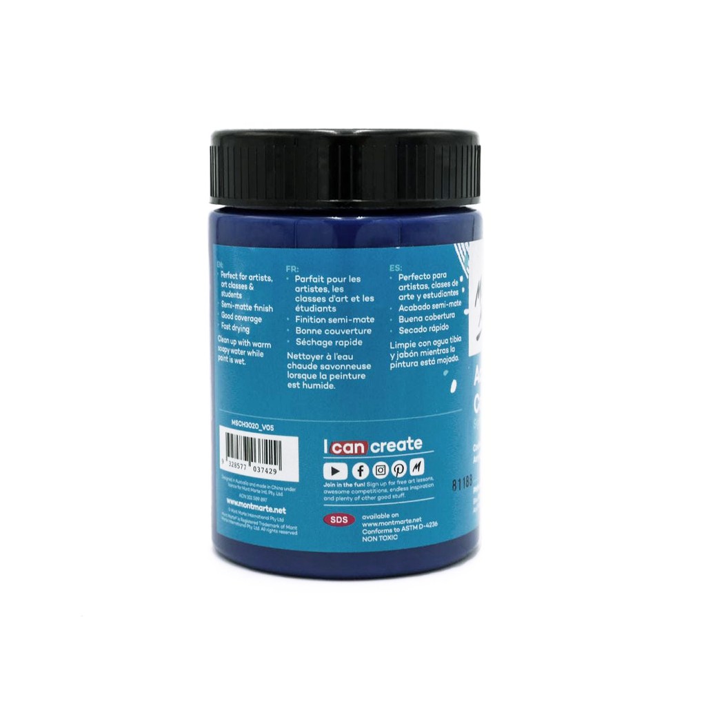 Màu Acrylic Mont Marte 300ml - Phthalo Blue - Acrylic Colour Paint Signature 300ml (10.1oz) - MSCH3020