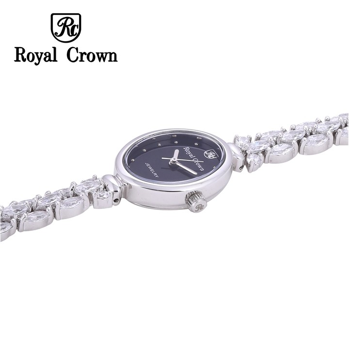 Đồng Hồ Nữ Chính Hãng Royal Crown 2506 Dây đá vỏ trắng mặt đen