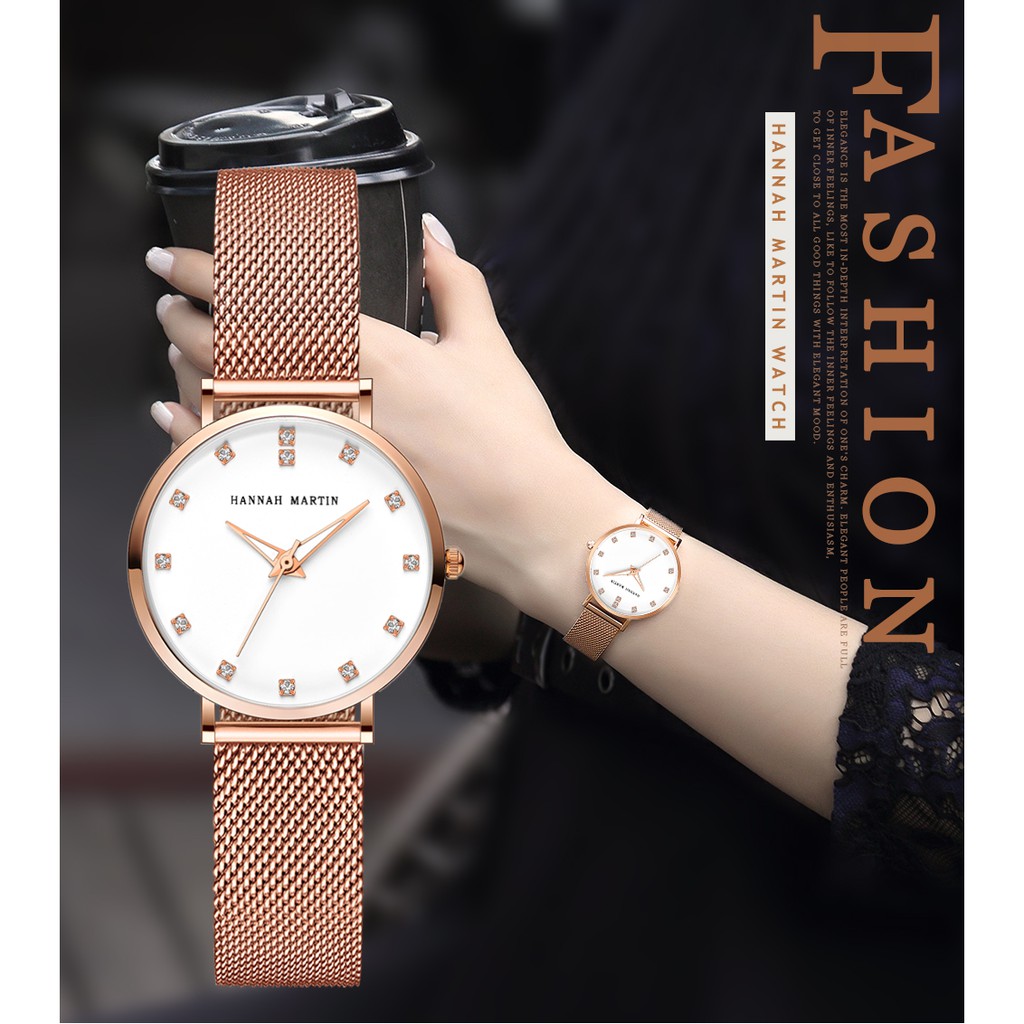 Đồng hồ nữ Hannah Martin chính hãng - style Quartz thạch anh cao cấp - Model cz32 - tặng túi và hộp - bảo hành 1 năm | BigBuy360 - bigbuy360.vn