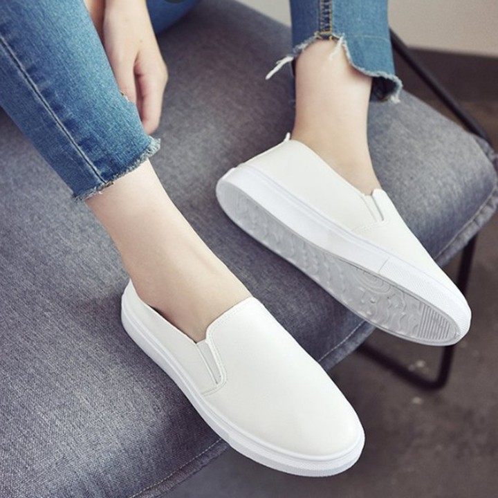 [SIÊU ÊM CHÂN] Giày slip on nữ da trơn đế thấp S150 dẻo dai, che nắng, di chuyển nhiều, đàn hồi tốt