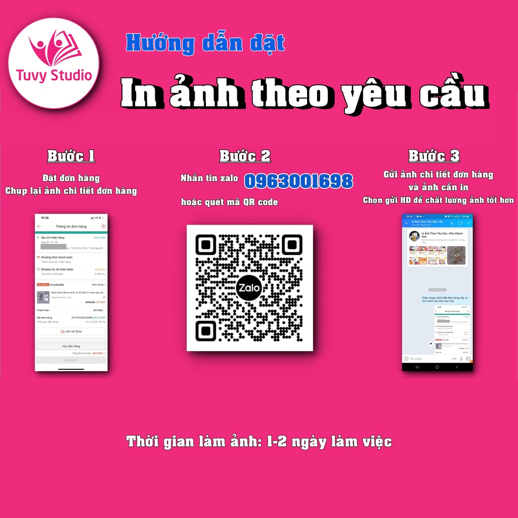 In ảnh theo yêu cầu từ điện thoại- ảnh 8x10 in thường, phủ uv hoặc ép lụa mini palroid tại Tú Vy Studio