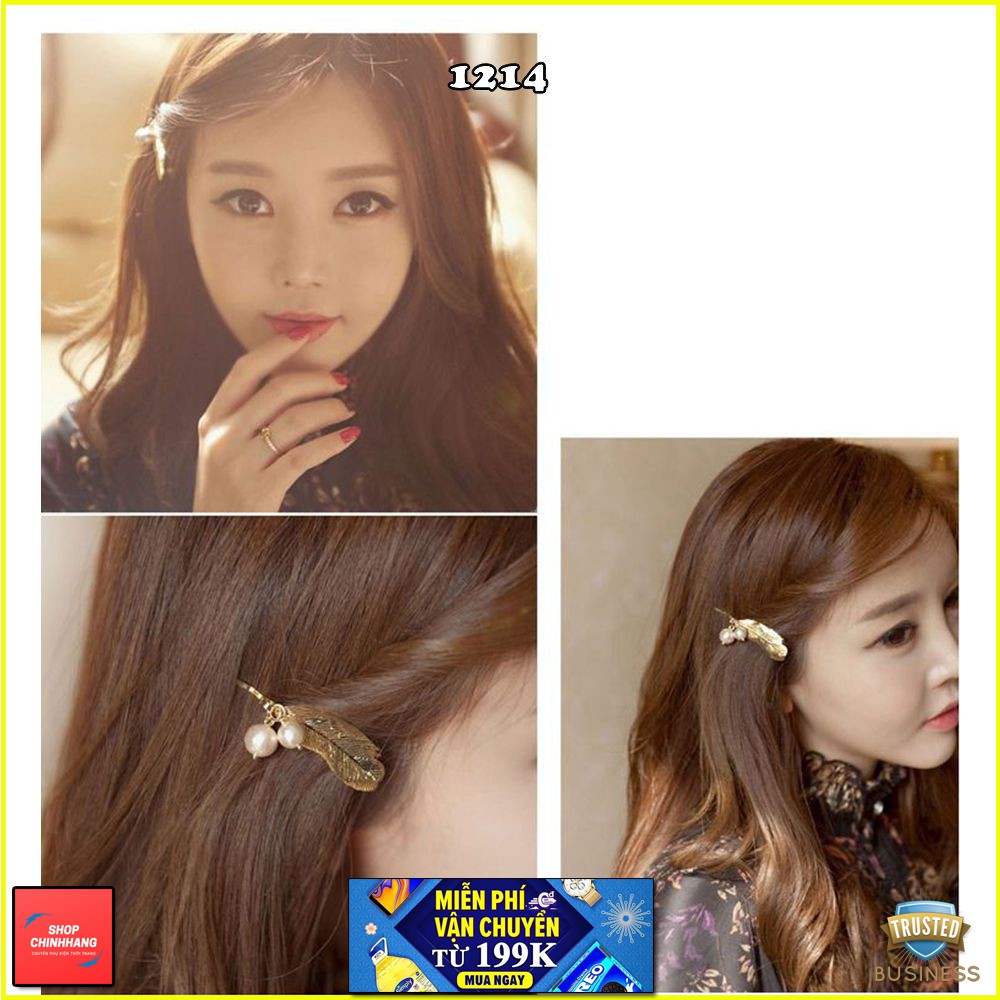 KẸP TÓC KIM LOẠI HOT NHẤT HÌNH CHIẾC LÁ VÔ CÙNG SANG CHẢNH SH1214