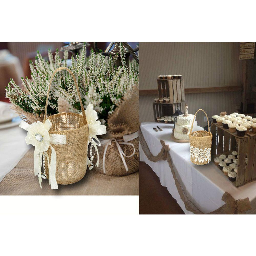 FAY Giỏ Đựng Kẹo Bằng Vải Bố Phối Ren Hoa Xinh Xắn Phong Cách Vintage
