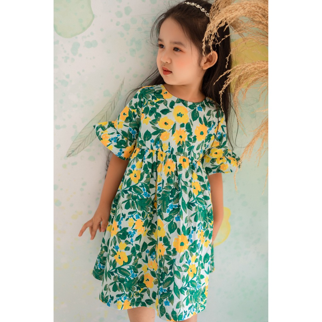 [LITTLE PINK] REMI DRESS - Váy hoa buộc nơ lưng bé gái