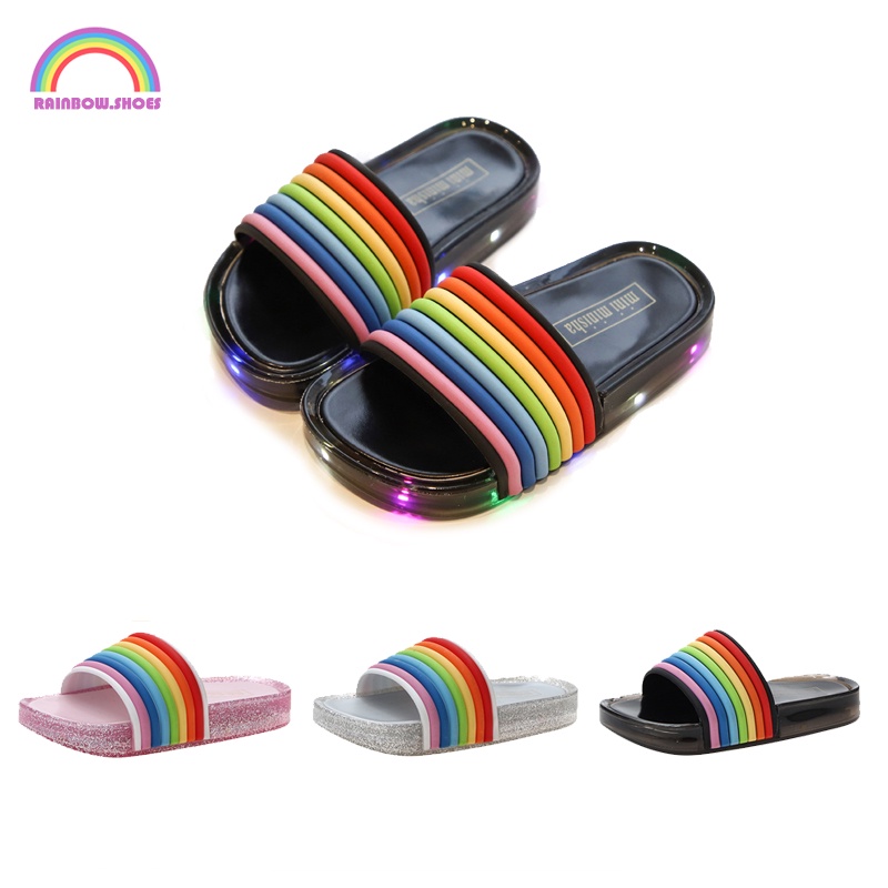 Dép Sandal Đế Mềm Chống Thấm Nước Có Đèn LED Nhấp Nháy Màu Cầu Vồng Cho Trẻ Em