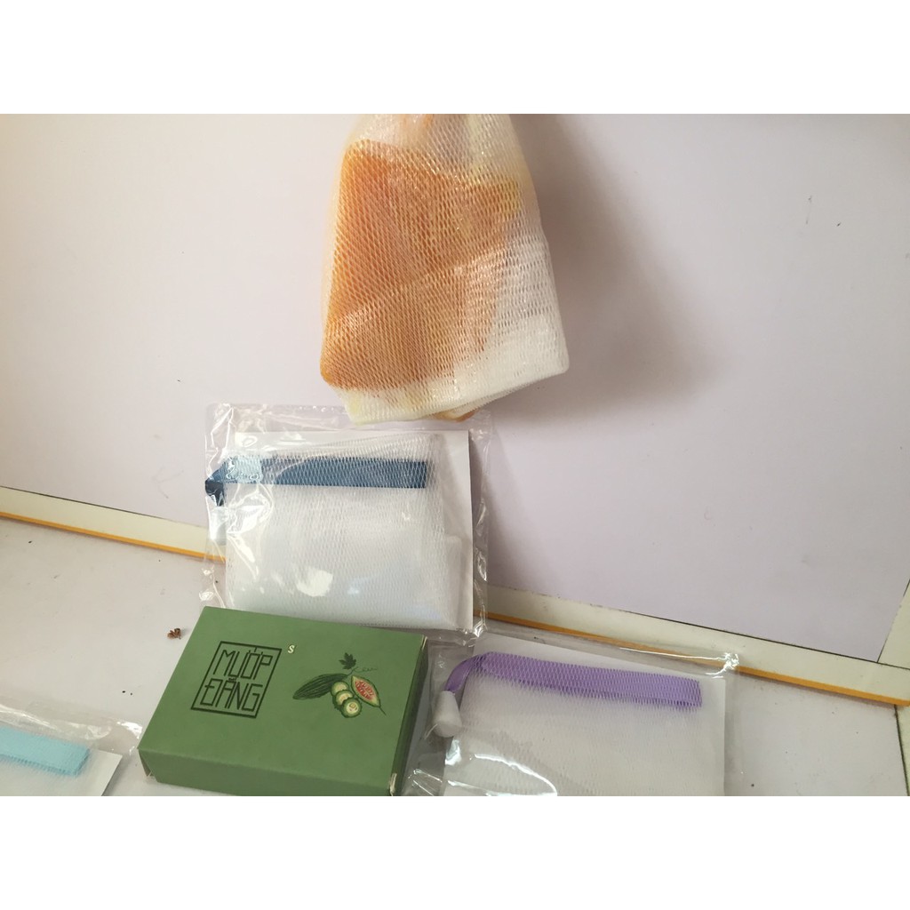 Túi lưới tạo bọt , túi lưới tạo bọt xà phòng , túi lưới đựng xà phòng siêu tạo bọt dày 2 lớp có dây rút