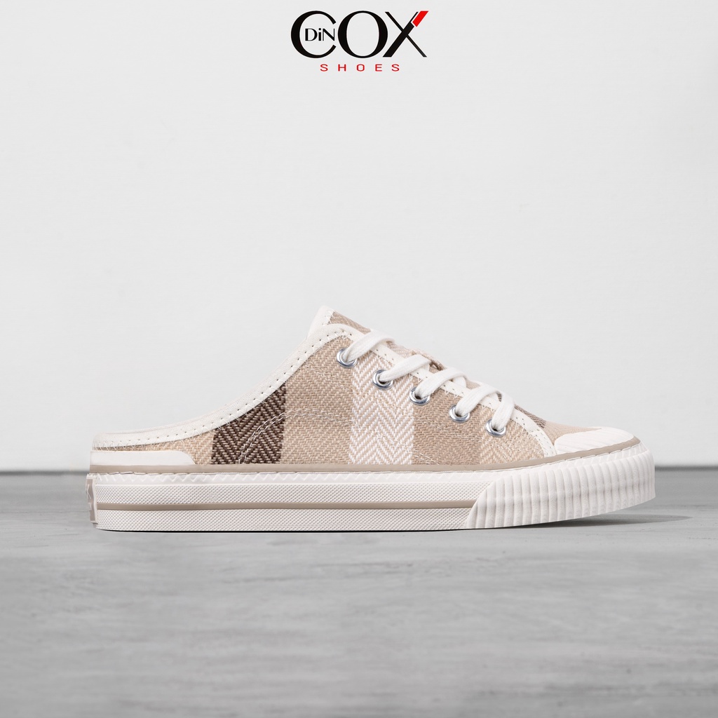 Giày Sục Đạp Gót Mules Vải Sneaker Unisex Tăng Chiều Cao 4cm DINCOX E10 Covi Brown