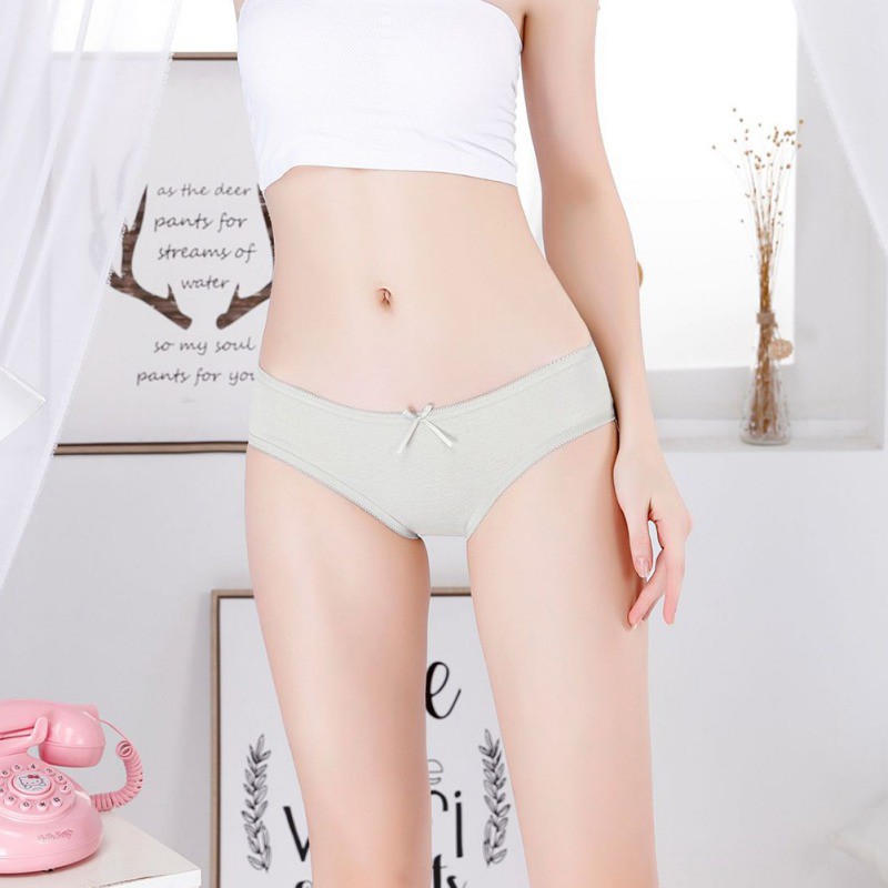 Quần Lót Cotton Lưng Thấp Đính Nơ Thiết Kế Đơn Giản Thoáng Khí Quyến Rũ Cho Nữ | BigBuy360 - bigbuy360.vn