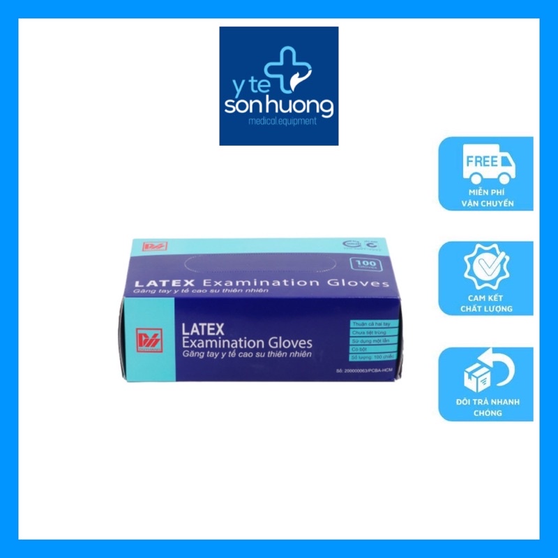 Găng tay y tế Duy Hàng Latex cao su có bột,bao tay y tế Latex hộp 50 đôi
