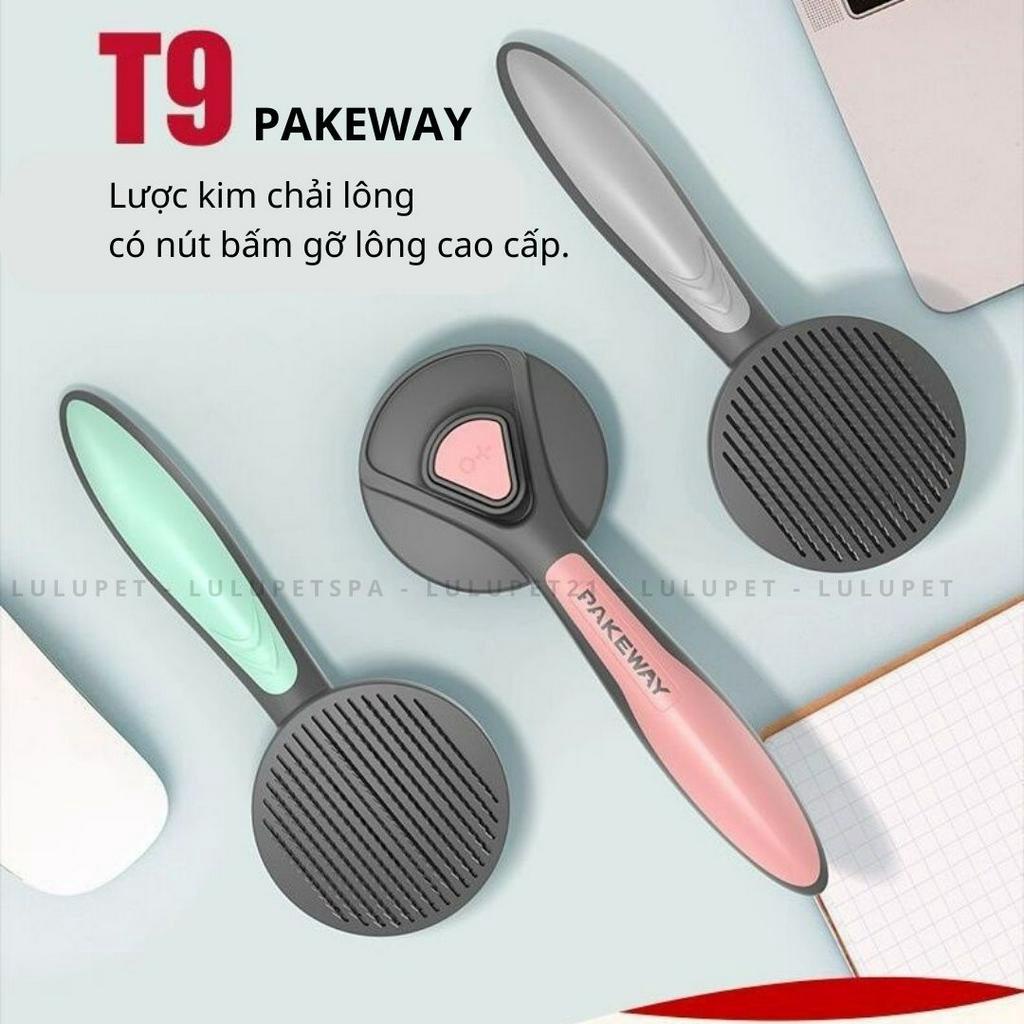 PAKEWAY T9 Lược Chải Lông Chó Mèo Cao Cấp 2022 3 Màu Siêu Đẹp - Cải Tiến Nút Bấm Lấy Lông Thừa Dễ Dàng