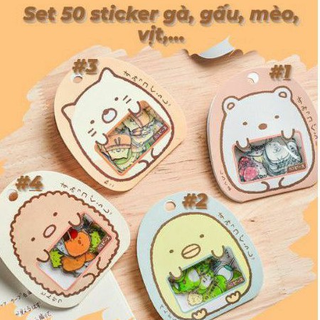 SET 45 STICKERS GẤU MÈO