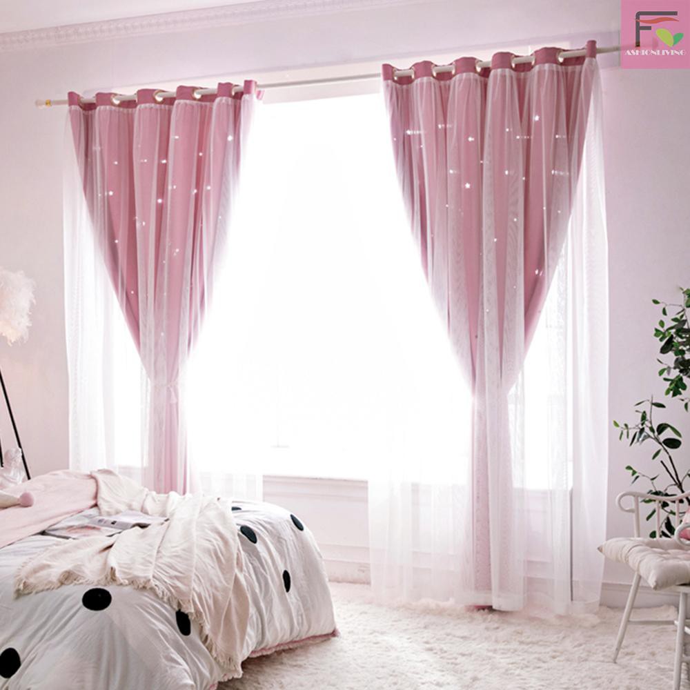 Rèm Cửa Sổ Chất Liệu Polyester Kích Thước 100x200cm Họa Tiết Ngôi Sao Xinh Xắn