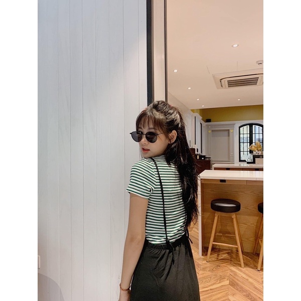 Set yếm áo cotton kẻ ngang