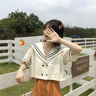 [ORDER] Áo croptop thủy thủ vải linen A073