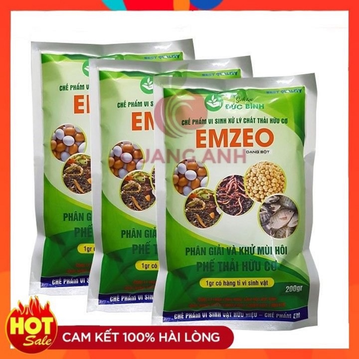 [FreeShip] Combo 3 Gói Chế Phẩm Vi Sinh EMZEO Dạng Bột Ủ Phân Bón Rác Thải Hữu Cơ, Đậu Nành, Phân Cá Gói 200 Gram