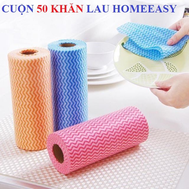 CUỘN 50 KHĂN LAU ĐA NĂNG HOME EASY ĐỦ MẦU