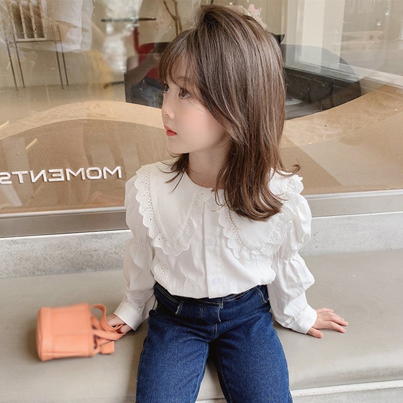 Áo Sơ Mi Cổ Búp Bê Màu Sắc Đơn Giản Xinh Xắn Dành Cho Nữ