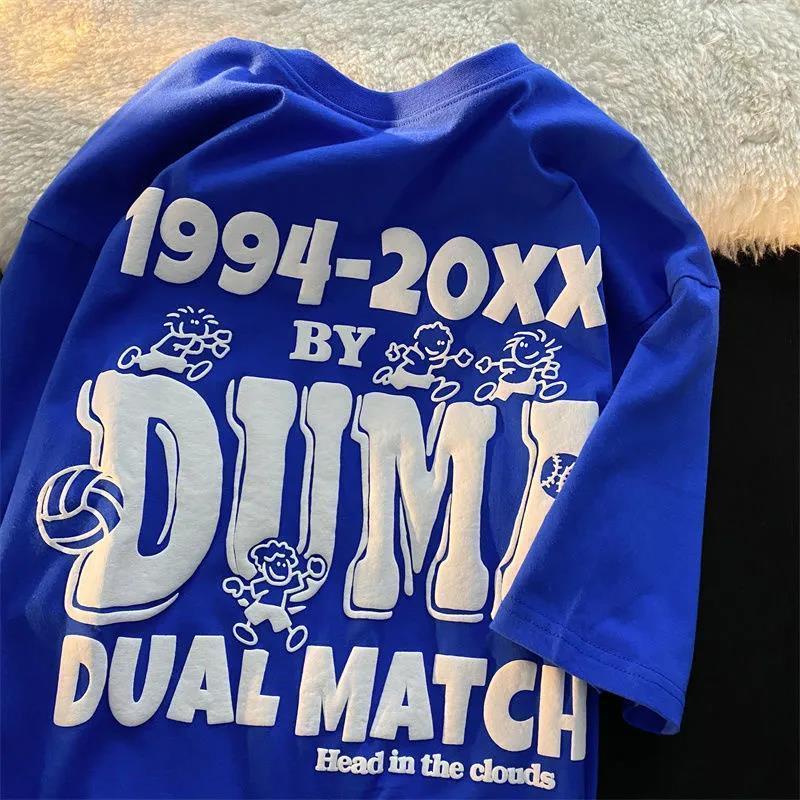 Áo Thun 100% Cotton Nguyên Chất Tay Ngắn Màu Đỏ Rượu Vang Phong Cách Đường Phố Mới Dành Cho Cặp Đôi