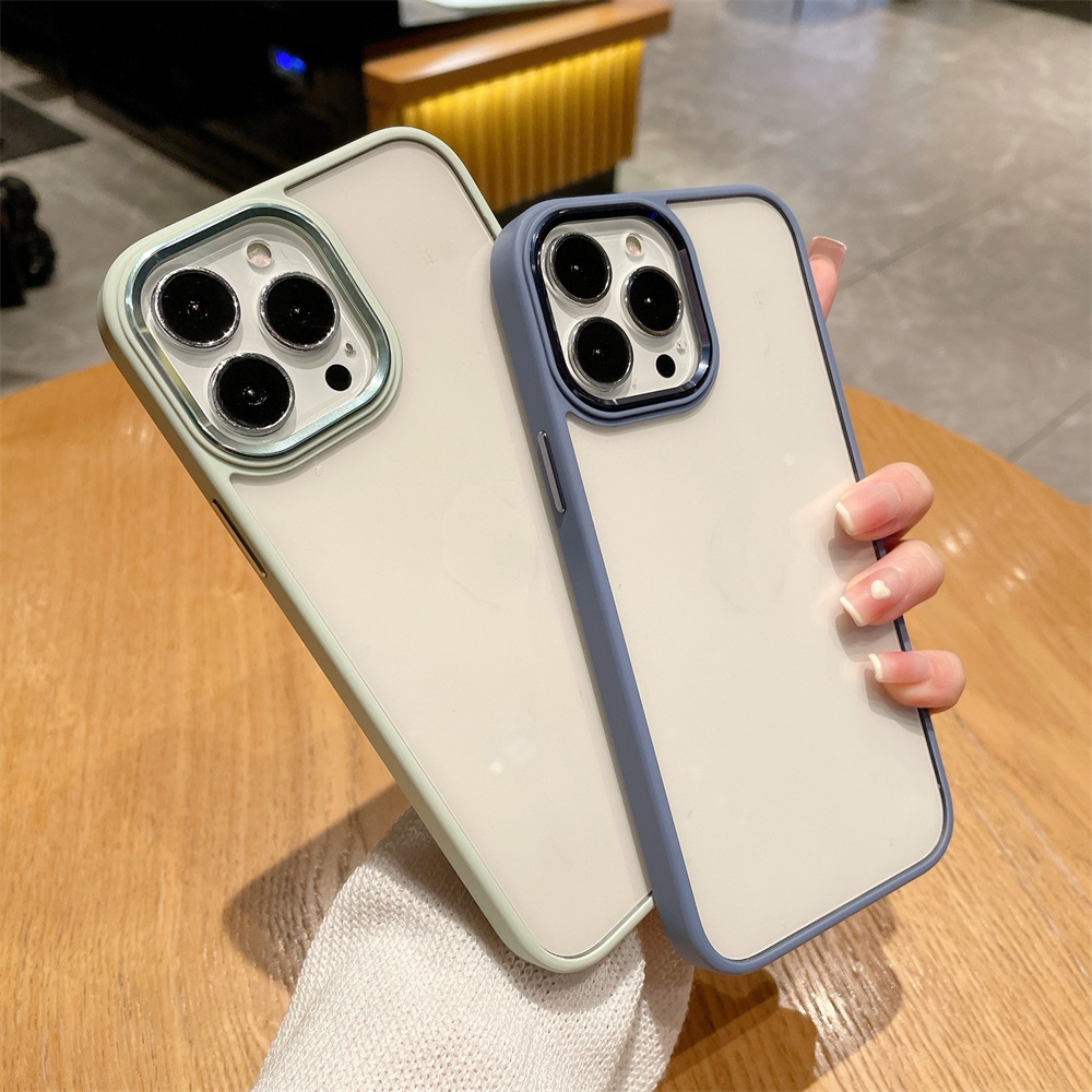 Ốp lưng iPhone Điện Thoại Acrylic Cứng Có Khung Kim Loại Bảo Vệ Camera Cho iphone 7 plus x xs max xr 13 pro max