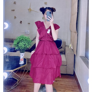 ĐẦM NHÚN ĐAN DÂY DÁNG XÒE- ĐẦM MAXI