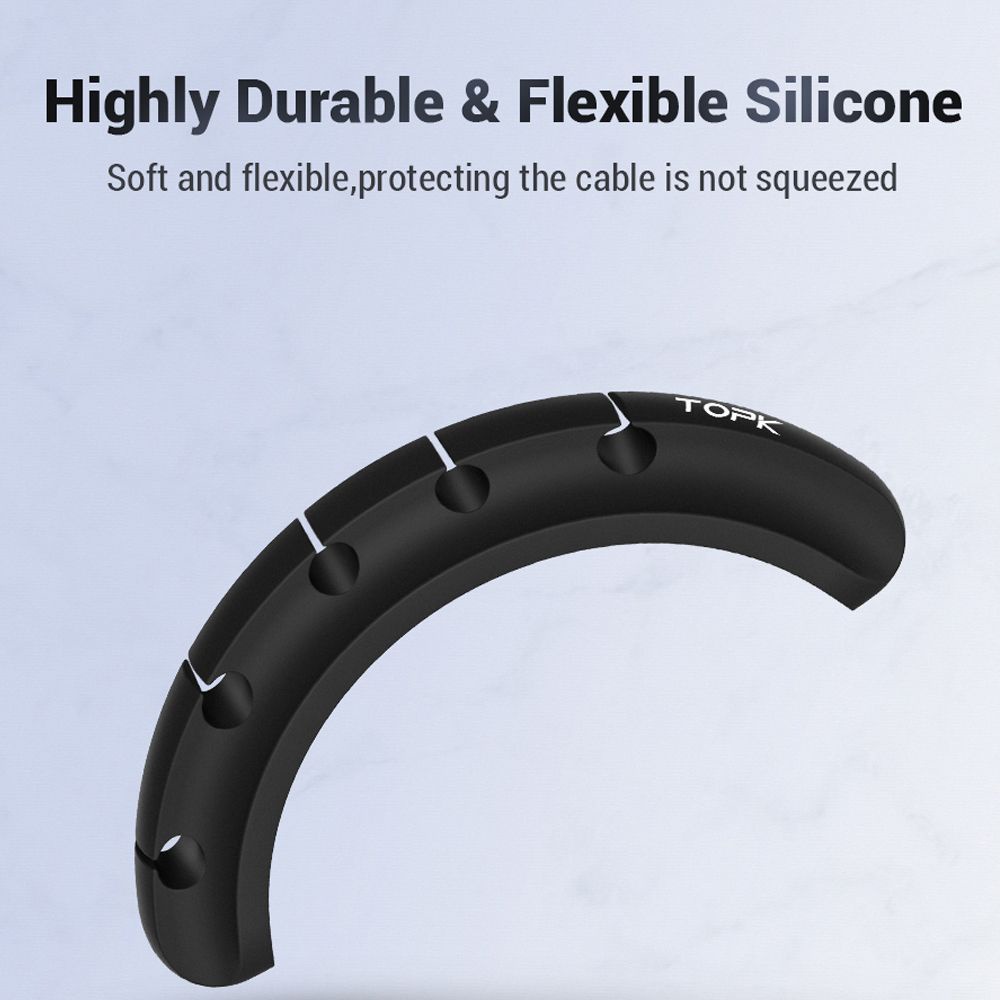 Kẹp giữ dây cáp bằng silicon màu đen tự dính tiện lợi