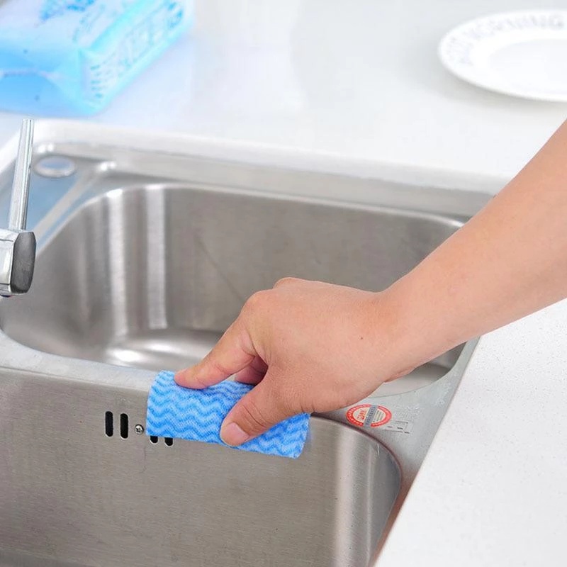 Set 80 Miếng Vải Không Dệt Lau Chén Dĩa Chống Dính Dầu Sử Dụng Một Lần