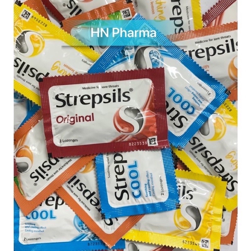 Combo 4 vỉ kẹo ngậm Strepsils đủ màu