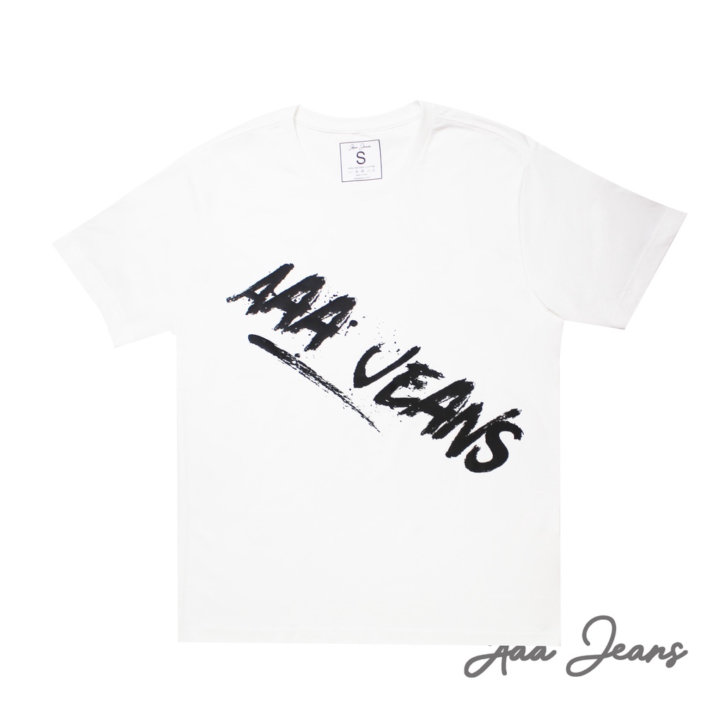 Áo Thun Nữ Cao Cấp Organic Cotton Màu Trắng Logo Aaa Jeans