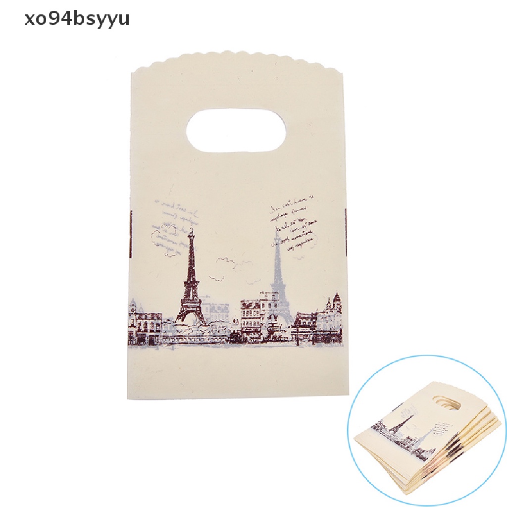 [Xo94Bsyu] Set 100 Túi Mua Sắm Bằng Nhựa Màu Hồng Có Tay Cầm
