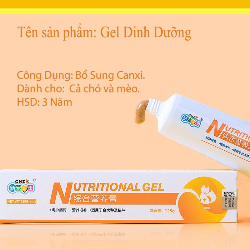 Gel dinh dưỡng canxi cho chó NUTRITIONAL GEL bổ xung dinh dưỡng toàn phần cho thú cưng- 120gr