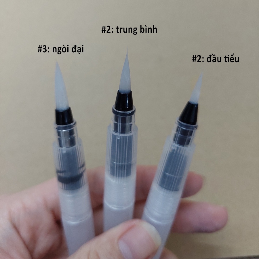 Bút Cọ Lông Vẽ Màu Nước Viết Thư Pháp Tiện Dụng 3 Cỡ Đầu Ngòi