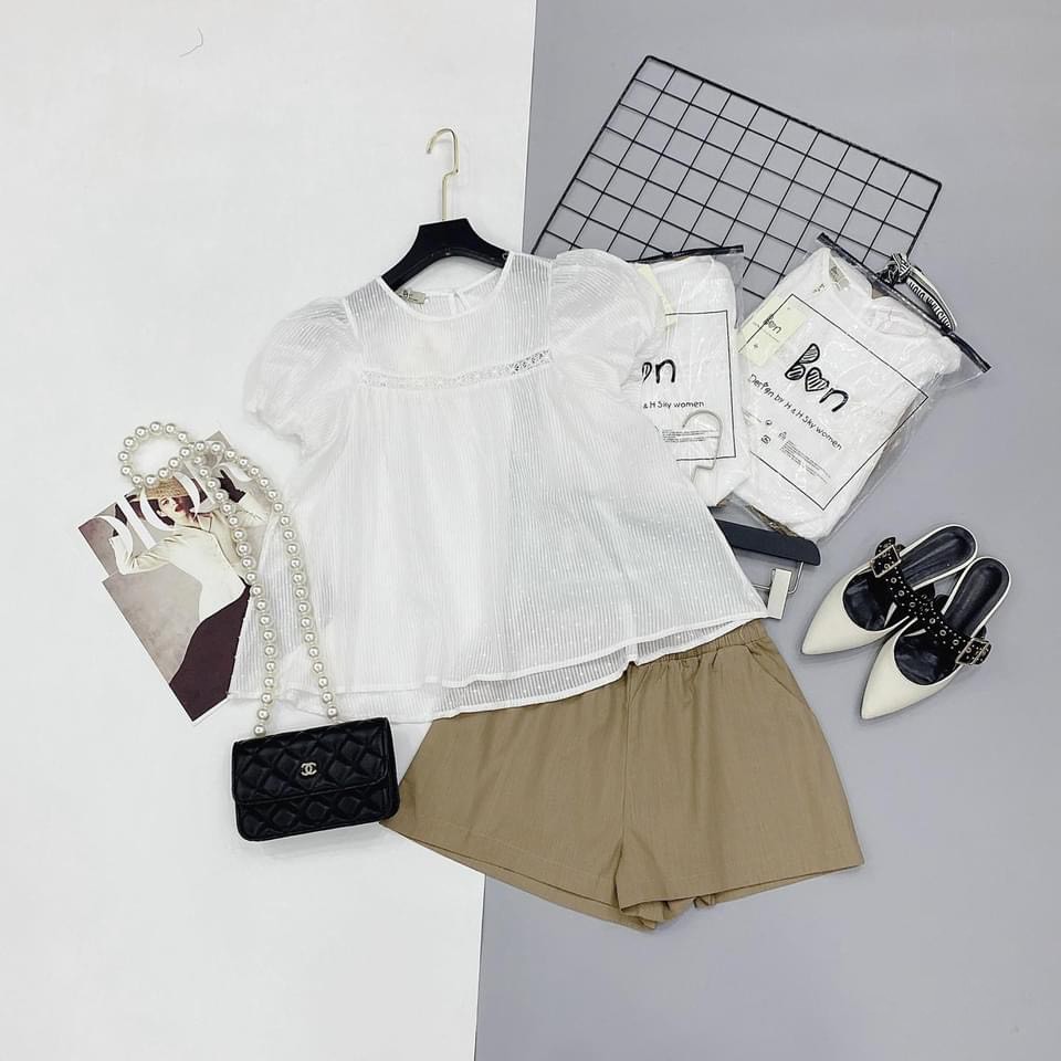 [MÃ FAAH123 GIẢM 10% TỐI ĐA 5K CHO ĐƠN 139K] Set babydoll nữ bánh bèo MADELA tay ngắn vai bồng, bộ mặc nhà cực dễ thương