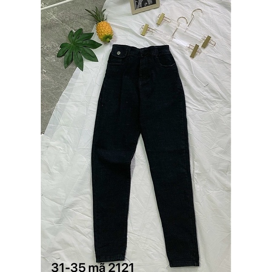 BIGSIZE(31-35)✈️FREESHIP✈️ Quần Bò Ôm Jeans Body VNXK Nữ Size Lớn Túi Nắp Đen Ms 2121