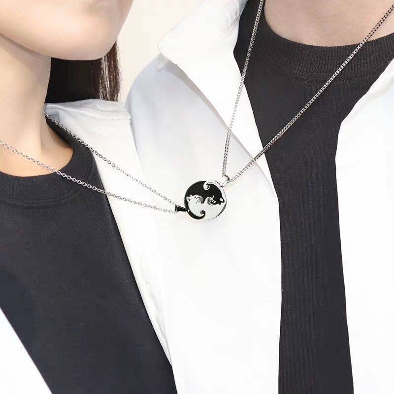 Vòng cổ thép không gỉ mặt hình mèo dễ thương dành cho cặp đôi