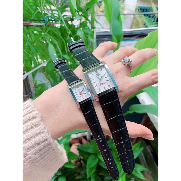 Đồng Hồ Cặp Đôi Nam Nữ Orient Dây Da Mặt Vuông , Kính sapphire