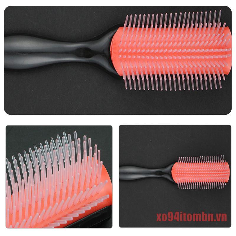 TOMBN 9-Row Professional Styling Brush Hair Brush Detangling Nylon Bristle Comb