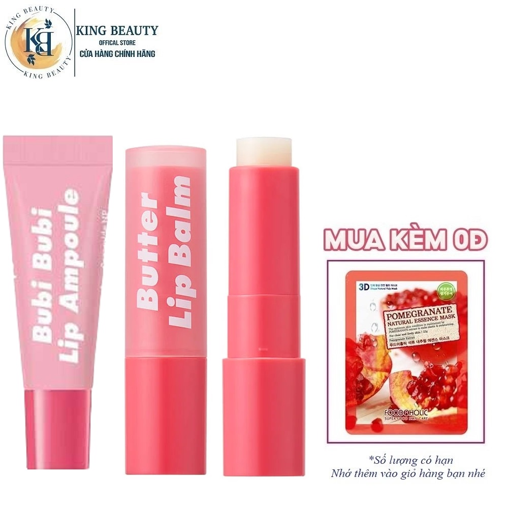 Combo 2 Sản Phẩm Dưỡng Môi Dưỡng Ẩm Cho Môi Mềm Mại Unpa Bubi Bubi Butter Lip Balm ( son dưỡng3,8g + tinh chất10ml )