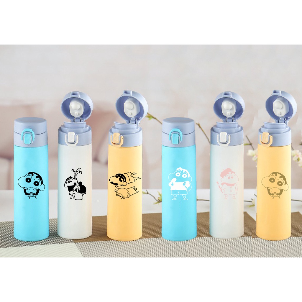 bình nước 2 lớp shin B2DC29 dễ thương cậu bé bút chì cute hoạt hình 400-500ml