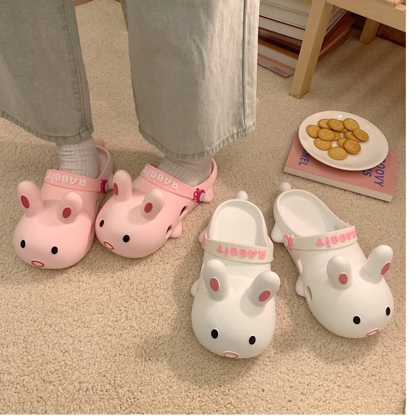 Dép sục cross hình thỏ trắng dễ thương cute nam nữ 🐻 Mã 106.