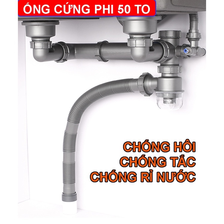 Xiphong chậu rửa chén 2 hộc ống to sát tường tận dụng diện tích lắp đảo 2 chiều trái phải